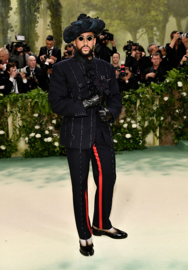 Bad Bunny attends The Metropolitan Museum of Art's Costume Institute benefit gala celebrating the opening of the "Sleeping Beauties: Reawakening Fashion" exhibition on Monday, May 6, 2024, in New York.