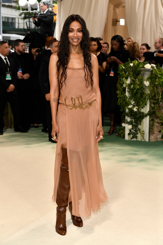 Zoe Saldana attends The Metropolitan Museum of Art's Costume Institute benefit gala celebrating the opening of the "Sleeping Beauties: Reawakening Fashion" exhibition on Monday, May 6, 2024, in New York.