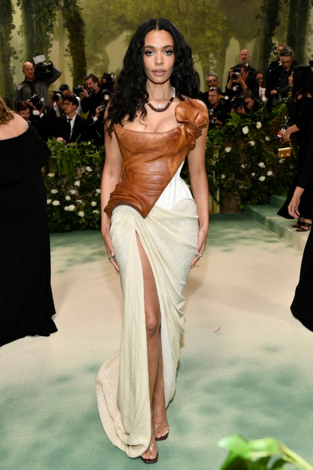 Aurora James attends The Metropolitan Museum of Art's Costume Institute benefit gala celebrating the opening of the "Sleeping Beauties: Reawakening Fashion" exhibition on Monday, May 6, 2024, in New York.