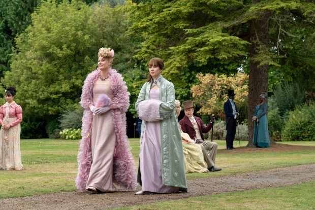 Bridgerton. (L to R) Jessica Madsen as Cressida Cowper, Claudia Jessie as Eloise Bridgerton in episode 301 of Bridgerton. Cr. Liam Daniel/Netflix © 2024