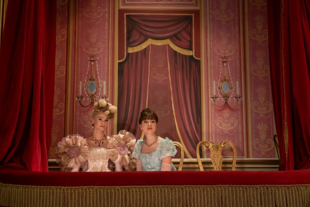 Bridgerton. (L to R) Jessica Madsen as Cressida Cowper, Claudia Jessie as Eloise Bridgerton in episode 304 of Bridgerton. Cr. Liam Daniel/Netflix © 2024
