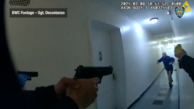 Body camera video released by police shows moment officers encountered Dgamshed Nematov. (NYPD)