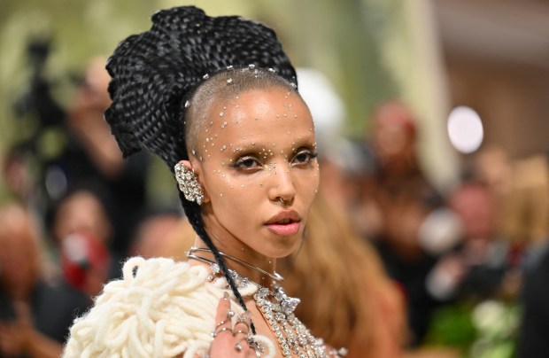 British singer FKA twigs arrives for the 2024 Met Gala at the Metropolitan Museum of Art on May 6, 2024, in New York.