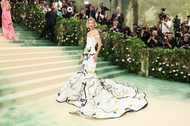 Gigi Hadid attends The 2024 Met Gala Celebrating "Sleeping Beauties: Reawakening Fashion" at The Metropolitan Museum of Art on May 06, 2024 in New York City.