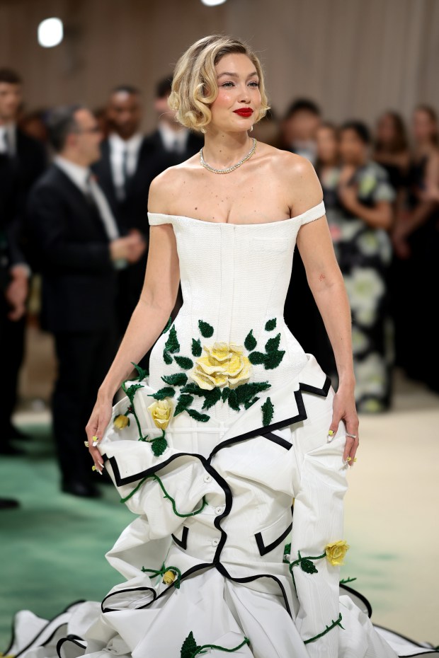 Gigi Hadid attends The 2024 Met Gala Celebrating "Sleeping Beauties: Reawakening Fashion" at The Metropolitan Museum of Art on May 06, 2024 in New York City.