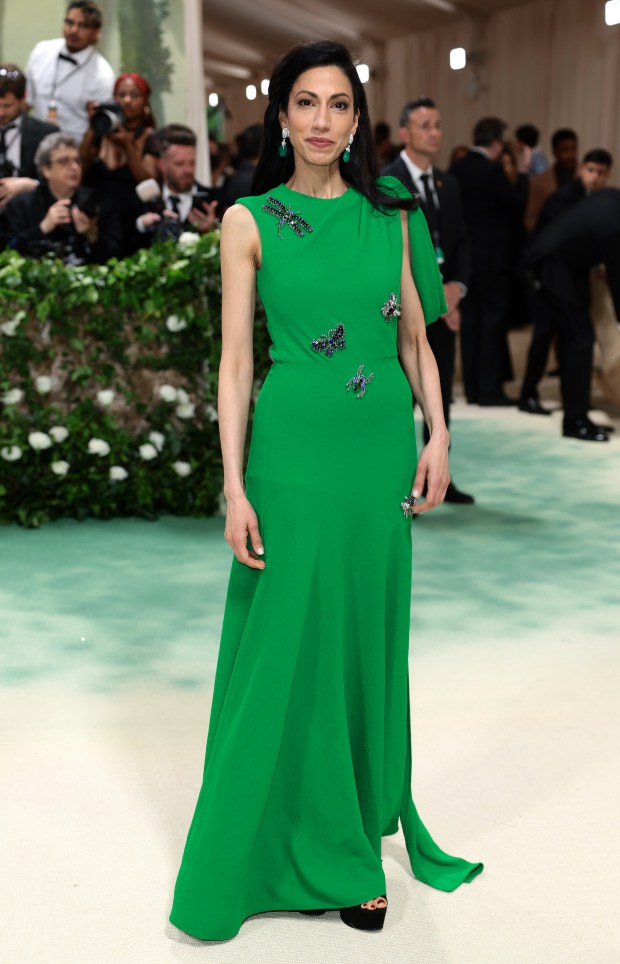 Huma Abedin attends The 2024 Met Gala Celebrating "Sleeping Beauties: Reawakening Fashion" at The Metropolitan Museum of Art on May 06, 2024 in New York City.