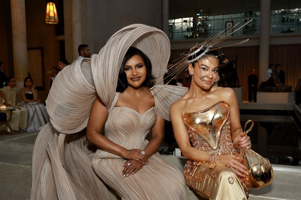 NEW YORK, NEW YORK - MAY 06: (L-R) Mindy Kaling and Sabrina Harrison attend The 2024 Met Gala Celebrating "Sleeping Beauties: Reawakening Fashion" at The Metropolitan Museum of Art on May 06, 2024 in New York City. (Photo by Arturo Holmes/MG24/Getty Images for The Met Museum/Vogue)