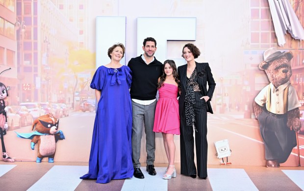 LONDON, ENGLAND - MAY 07: (L-R) Fiona Shaw, John Krasinski, Cailey Fleming and Phoebe Waller-Bridge attend the UK premiere of "IF" at the Cineworld Leicester Square on May 07, 2024 in London, England. (Photo by Jeff Spicer/Getty Images)