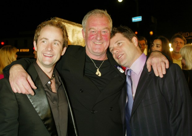 (L-R) Actors Billy Boyd, Bernard Hill and Sean Astin attend the premiere of "The Lord of the Rings: The Return of the King" at the Mann Village Theatre, December 3, 2003 in Los Angeles, California. (Photo by Kevin Winter/Getty Images)