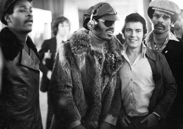 Stevie Wonder is interviewed after arriving in London for a series of concerts after recovering from a serious car accident circa January 1974.