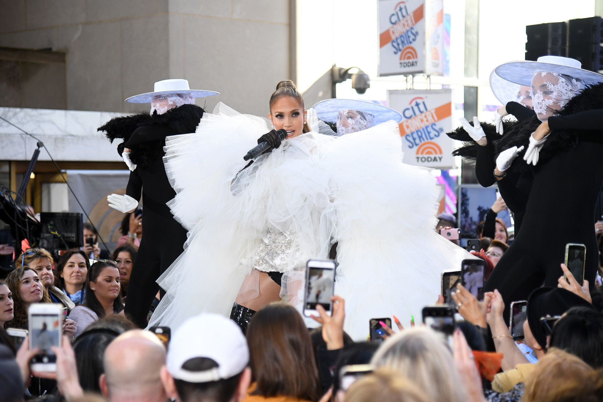 Jennifer Lopez looked like a puffy cloud with thigh-high leather boots during Citi Concert Series On TODAY Presents Jennifer Lopez at Rockefeller Plaza on May 6, 2019 in New York City. Jennifer Lopez looked like a puffy cloud with thigh-high leather boots during Citi Concert Series On TODAY Presents Jennifer Lopez at Rockefeller Plaza on May 6, 2019 in New York City.
