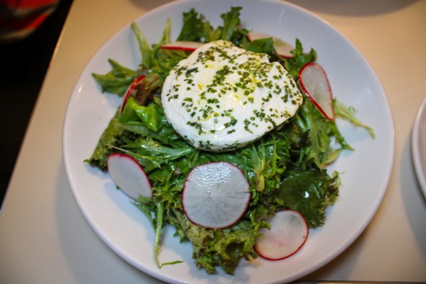 The warm goat cheese salad from Revelie Luncheonette. (Kaitlyn Rosati for New York Daily News)