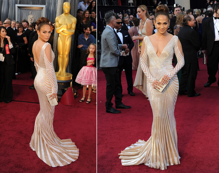 When it comes to the red carpet, we can usually depend on J.Lo to take the plunge. The songstress flaunted her hourglass figure in a body-hugging gown that hit all the right places at the 2012 Academy Awards. When it comes to the red carpet, we can usually depend on J.Lo to take the plunge. The songstress flaunted her hourglass figure in a body-hugging gown that hit all the right places at the 2012 Academy Awards.