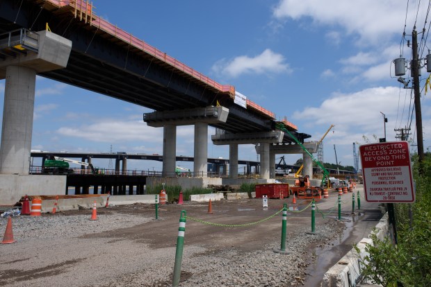 Federal and New Jersey Transit officials declared the North Portal Bridge "50% complete" on Monday.